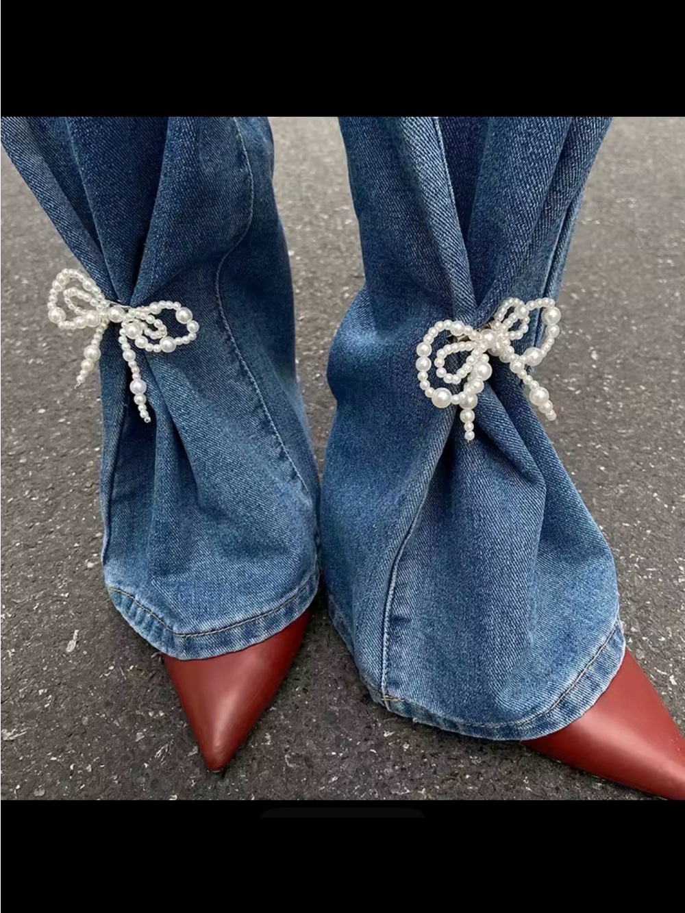 New Pearl Bow Brooch pair Detachable for pants or clothes